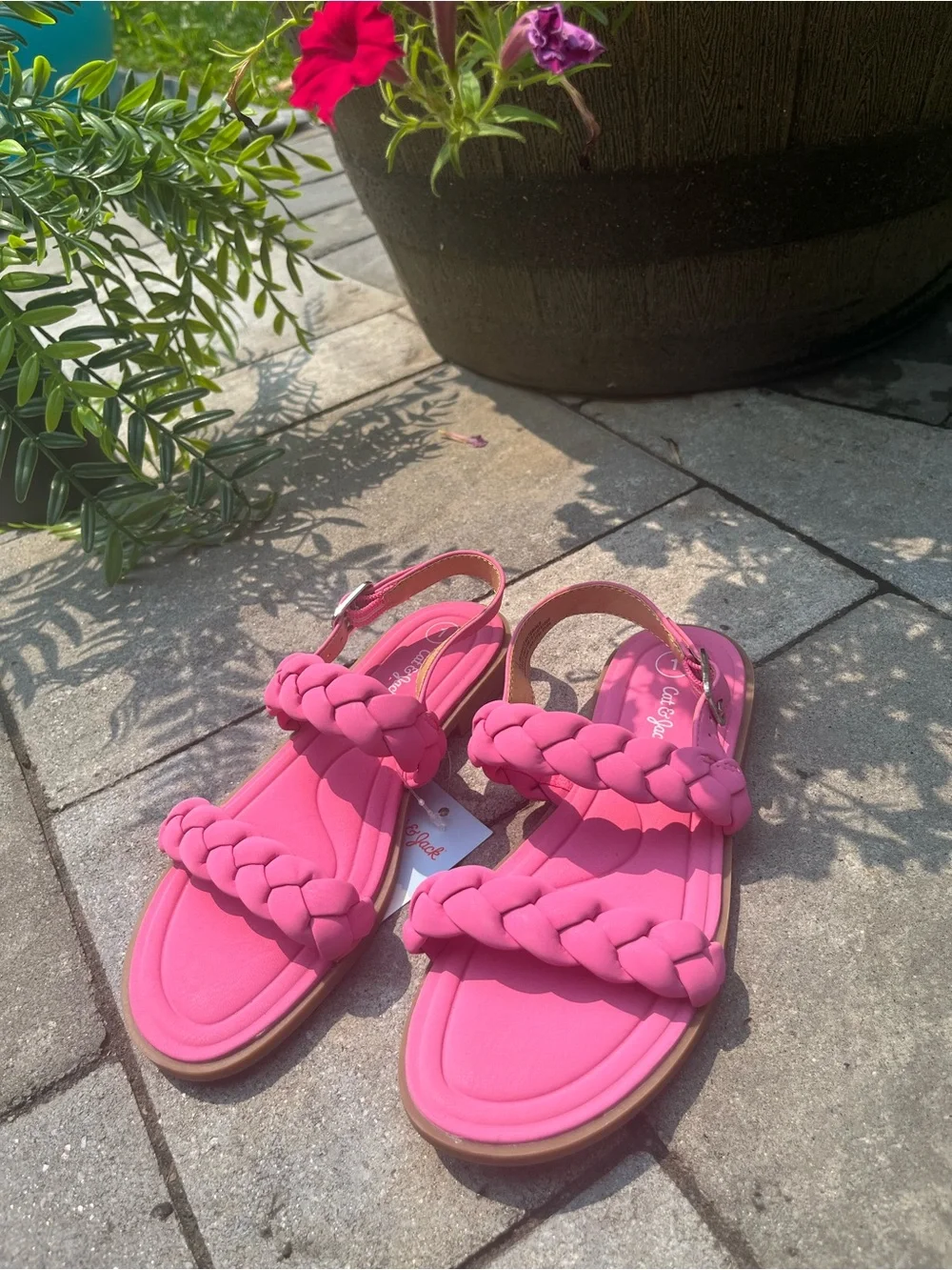 Cat & Jack Braided Double-Strap Pink Kids Sandals